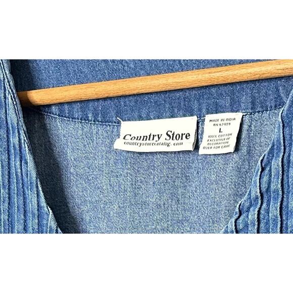 Country Store Women Denim House Dress Large Midi Mature Cottage Boho Feminine - Picture 4 of 6